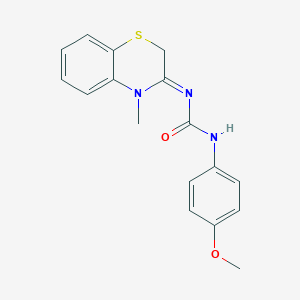 molecular formula C17H17N3O2S B017896 (4-Methoxyphenyl)(4-methyl-2H-1,4-benzothiazin-3(4H)-ylidene)urea CAS No. 108176-77-8