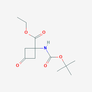 molecular formula C12H19NO5 B179194 Ethyl 1-{[(tert-butoxy)carbonyl]amino}-3-oxocyclobutane-1-carboxylate CAS No. 129287-91-8