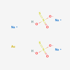 molecular formula AuH2Na3O6S4+ B179261 Trisodium;gold;hydroxy-oxido-oxo-sulfanylidene-lambda6-sulfane CAS No. 15283-45-1