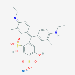 molecular formula C25H27N2NaO7S2 B179442 sodium;4-[(E)-[4-(ethylamino)-3-methylphenyl]-(4-ethylimino-3-methylcyclohexa-2,5-dien-1-ylidene)methyl]-2-hydroxy-5-sulfobenzenesulfonate CAS No. 4463-44-9