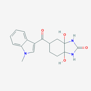 molecular formula C17H19N3O4 B179767 3a,7a-dihydroxy-5-(1-methyl-1H-indole-3-carbonyl)-hexahydro-1H-benzo[d]imidazol-2(3H)-one CAS No. 171967-74-1
