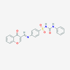 Benzenesulfonamide, 4-(((4-oxo-4H-1-benzopyran-3-yl)methylene)amino)-N-((phenylamino)carbonyl)-