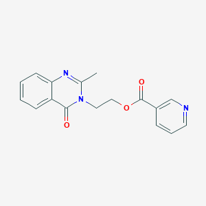 molecular formula C17H15N3O3 B180054 Nicotinic acid, 2-(2-methyl-4-oxo-3,4-dihydro-3-quinazolinyl)ethyl ester CAS No. 50840-28-3