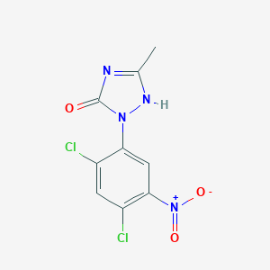 molecular formula C9H6Cl2N4O3 B180208 2-(2,4-Dichloro-5-nitrophenyl)-1,2-dihydro-5-methyl-3H-1,2,4-triazol-3-one CAS No. 100563-34-6