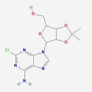 molecular formula C13H16ClN5O4 B018028 ((3aR,4R,6R,6aR)-6-(6-amino-2-chloro-9H-purin-9-yl)-2,2-dimethyltetrahydrofuro[3,4-d][1,3]dioxol-4-yl)methanol CAS No. 24639-06-3