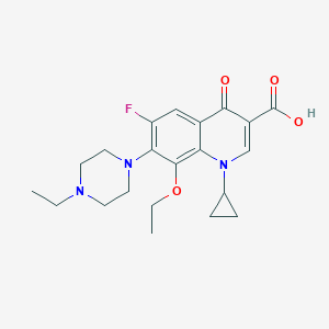 molecular formula C21H26FN3O4 B180368 3-Quinolinecarboxylic acid, 1-cyclopropyl-8-ethoxy-7-(4-ethyl-1-piperazinyl)-6-fluoro-1,4-dihydro-4-oxo- CAS No. 182868-82-2