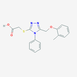 molecular formula C18H17N3O3S B180380 ({5-[(2-methylphenoxy)methyl]-4-phenyl-4H-1,2,4-triazol-3-yl}thio)acetic acid CAS No. 131142-10-4