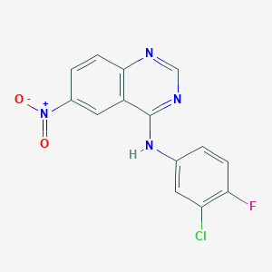 molecular formula C14H8ClFN4O2 B180407 N-(3-氯-4-氟苯基)-6-硝基喹唑啉-4-胺 CAS No. 184356-50-1