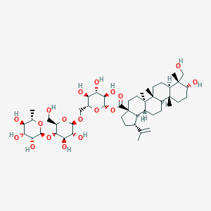 molecular formula C48H78O18 B180438 [(2S,3R,4S,5S,6R)-6-[[(2R,3R,4R,5S,6R)-3,4-dihydroxy-6-(hydroxymethyl)-5-[(2S,3R,4R,5R,6S)-3,4,5-trihydroxy-6-methyloxan-2-yl]oxyoxan-2-yl]oxymethyl]-3,4,5-trihydroxyoxan-2-yl] (1R,3aS,5aR,5bR,7aR,8R,9R,11aR,11bR,13aR,13bR)-9-hydroxy-8-(hydroxymethyl)-5a,5b,8,11a-tetramethyl-1-prop-1-en-2-yl-1,2,3,4,5,6,7,7a,9,10,11,11b,12,13,13a,13b-hexadecahydrocyclopenta[a]chrysene-3a-carboxylate CAS No. 162341-29-9