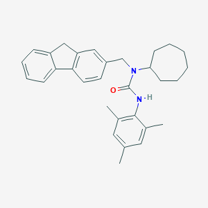 molecular formula C31H36N2O B180648 1-cycloheptyl-1-(9H-fluoren-2-ylmethyl)-3-(2,4,6-trimethylphenyl)urea CAS No. 138046-43-2