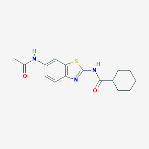 Cyclohexanecarboxamide, N-[6-(acetylamino)-2-benzothiazolyl]-