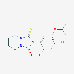 molecular formula C15H17ClFN3O2S B180881 1H-(1,2,4)Triazolo(1,2-a)pyridazin-1-one, 2-(4-chloro-2-fluoro-5-(1-methylethoxy)phenyl)hexahydro-3-thioxo- CAS No. 86798-19-8