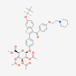 B018089 Methyl (2S,3S,4S,5R,6S)-3,4,5-triacetyloxy-6-[4-[6-[tert-butyl(dimethyl)silyl]oxy-3-[4-(2-piperidin-1-ylethoxy)benzoyl]-1-benzothiophen-2-yl]phenoxy]oxane-2-carboxylate CAS No. 174264-48-3
