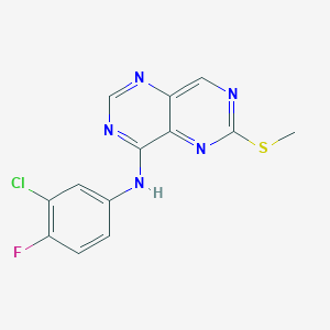 molecular formula C13H9ClFN5S B180901 N-(3-chloro-4-fluorophenyl)-6-(methylthio)pyrimido[5,4-d]pyrimidin-4-amine CAS No. 177908-24-6