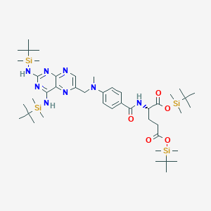 molecular formula C44H78N8O5Si4 B018106 bis[tert-butyl(dimethyl)silyl] (2S)-2-[[4-[[2,4-bis[[tert-butyl(dimethyl)silyl]amino]pteridin-6-yl]methyl-methylamino]benzoyl]amino]pentanedioate CAS No. 109736-06-3