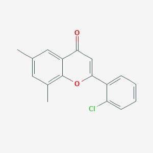 molecular formula C17H13ClO2 B181809 4H-1-Benzopyran-4-one, 2-(2-chlorophenyl)-6,8-dimethyl- CAS No. 89112-89-0