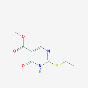 molecular formula C9H12N2O3S B181950 5-Pyrimidinecarboxylic acid, 2-(ethylthio)-4-hydroxy-, ethyl ester CAS No. 5518-76-3