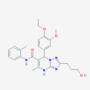 molecular formula C26H31N5O4 B181990 7-(4-ethoxy-3-methoxyphenyl)-2-(3-hydroxypropyl)-5-methyl-N-(2-methylphenyl)-1,7-dihydro-[1,2,4]triazolo[1,5-a]pyrimidine-6-carboxamide CAS No. 6150-46-5