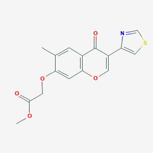 molecular formula C16H13NO5S B182023 Acetic acid, 2-(6-methyl-4-oxo-3-(thiazol-4-yl)-4H-1-benzopyran-7-yloxy)-, methyl ester CAS No. 80782-87-2