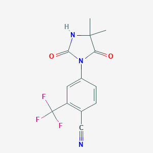 molecular formula C13H10F3N3O2 B182148 4-(4,4-Dimethyl-2,5-dioxoimidazolidin-1-yl)-2-trifluoromethylbenzonitrile CAS No. 143782-20-1