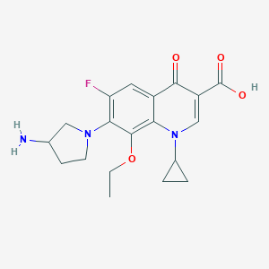 molecular formula C19H22FN3O4 B182260 7-(3-Aminopyrrolidin-1-yl)-1-cyclopropyl-8-ethoxy-6-fluoro-4-oxo-1,4-dihydroquinoline-3-carboxylic acid CAS No. 182868-77-5