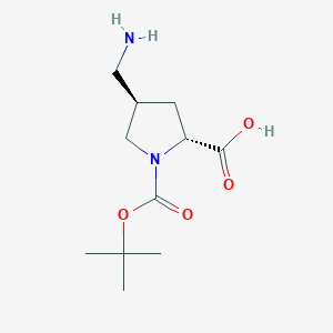 molecular formula C11H20N2O4 B182575 (2R,4R)-4-(aminomethyl)-1-(tert-butoxycarbonyl)pyrrolidine-2-carboxylic acid CAS No. 132622-81-2