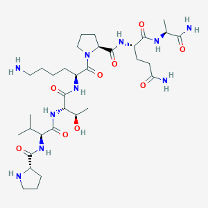 (2S)-2-[[(2S)-1-[(2S)-6-Amino-2-[[(2S,3R)-3-hydroxy-2-[[(2S)-3-methyl-2-[[(2S)-pyrrolidine-2-carbonyl]amino]butanoyl]amino]butanoyl]amino]hexanoyl]pyrrolidine-2-carbonyl]amino]-N-[(2S)-1-amino-1-oxopropan-2-yl]pentanediamide