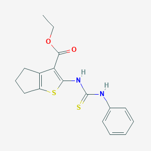 4H-Cyclopenta(b)thiophene-3-carboxylic acid, 5,6-dihydro-2-(((phenylamino)thioxomethyl)amino)-, ethyl ester