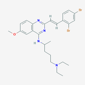4-N-[2-[(E)-2-(2,4-dibromophenyl)ethenyl]-6-methoxyquinazolin-4-yl]-1-N,1-N-diethylpentane-1,4-diamine