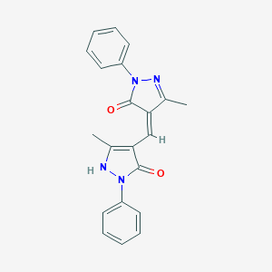 molecular formula C21H18N4O2 B182821 3H-Pyrazol-3-one, 2,4-dihydro-4-((5-hydroxy-3-methyl-1-phenyl-1H-pyrazol-4-yl)methylene)-5-methyl-2-phenyl- CAS No. 4174-09-8