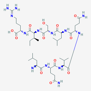 (2S)-2-[[(2S,3S)-2-[[(2S)-2-[[(2S)-2-[[(2S)-5-amino-2-[[(2S)-2-[[(2S)-5-amino-2-[[(2S)-2-amino-4-methylpentanoyl]amino]-5-oxopentanoyl]amino]-3-methylbutanoyl]amino]-5-oxopentanoyl]amino]-4-methylpentanoyl]amino]-3-hydroxypropanoyl]amino]-3-methylpentanoyl]amino]-5-(diaminomethylideneamino)pentanoic acid