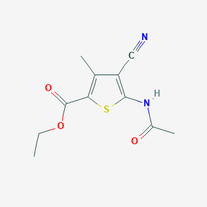 molecular formula C11H12N2O3S B182977 Ethyl 5-acetamido-4-cyano-3-methylthenoate CAS No. 23903-49-3