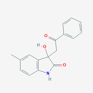 molecular formula C17H15NO3 B182978 3-hydroxy-5-methyl-3-phenacyl-1H-indol-2-one CAS No. 70452-20-9