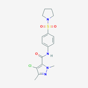 molecular formula C16H19ClN4O3S B183095 4-chloro-2,5-dimethyl-N-(4-pyrrolidin-1-ylsulfonylphenyl)pyrazole-3-carboxamide CAS No. 6309-21-3
