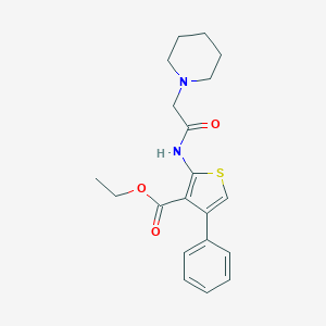 molecular formula C20H24N2O3S B183104 3-Thiophenecarboxylic acid, 4-phenyl-2-((1-piperidinylacetyl)amino)-, ethyl ester CAS No. 77261-22-4