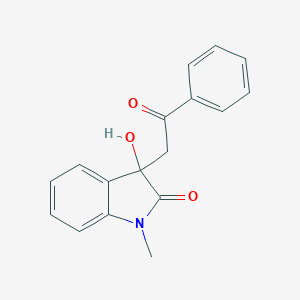 molecular formula C17H15NO3 B183130 3-Hydroxy-1-methyl-3-(2-oxo-2-phenylethyl)-1,3-dihydro-2H-indol-2-one CAS No. 60463-77-6