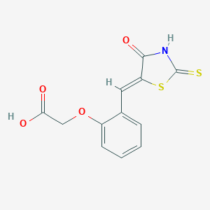 molecular formula C12H9NO4S2 B183213 {2-[(4-Oxo-2-thioxo-1,3-thiazolidin-5-ylidene)methyl]phenoxy}acetic acid CAS No. 91493-66-2