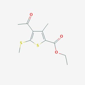 molecular formula C11H14O3S2 B183216 Ethyl 4-acetyl-3-methyl-5-(methylthio)thiophene-2-carboxylate CAS No. 74597-79-8
