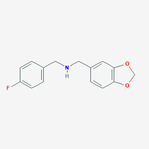 molecular formula C15H14FNO2 B183311 Benzo[1,3]dioxol-5-ylmethyl-(4-fluoro-benzyl)-amine CAS No. 346725-54-0