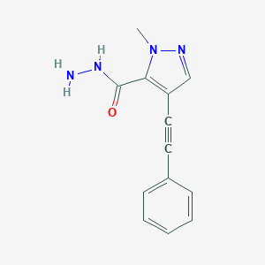 1H-Pyrazole-5-carboxylic acid, 1-methyl-4-(phenylethynyl)-, hydrazide