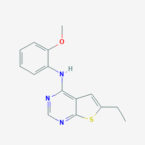 molecular formula C15H15N3OS B183498 6-Ethyl-N-(2-methoxyphenyl)thieno[2,3-d]pyrimidin-4-amine CAS No. 917907-71-2