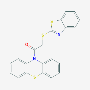 molecular formula C21H14N2OS3 B183859 2-(Benzothiazol-2-ylsulfanyl)-1-phenothiazin-10-yl-ethanone CAS No. 5728-89-2