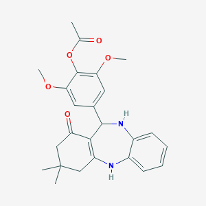 molecular formula C25H28N2O5 B183952 4-(3,3-dimethyl-1-oxo-2,3,4,5,10,11-hexahydro-1H-dibenzo[b,e][1,4]diazepin-11-yl)-2,6-dimethoxyphenyl acetate CAS No. 5963-98-4