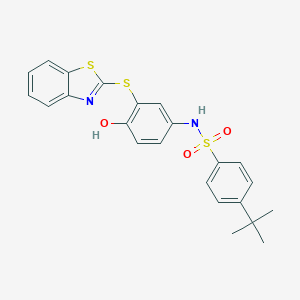 molecular formula C23H22N2O3S3 B184083 N-[3-(1,3-benzothiazol-2-ylsulfanyl)-4-hydroxyphenyl]-4-tert-butylbenzenesulfonamide CAS No. 6119-93-3