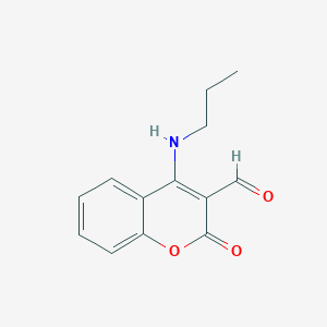 2H-1-Benzopyran-3-carboxaldehyde, 2-oxo-4-(propylamino)-