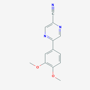 molecular formula C13H11N3O2 B184221 Pyrazinecarbonitrile, 5-(3,4-dimethoxyphenyl)- CAS No. 91028-38-5