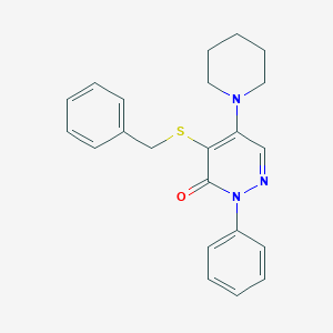 molecular formula C22H23N3OS B184304 4-(Benzylthio)-2-phenyl-5-(1-piperidinyl)-3(2H)-pyridazinone CAS No. 5273-15-4