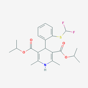 molecular formula C22H27F2NO4S B018456 3,5-Pyridinedicarboxylic acid, 1,4-dihydro-4-(2-((difluoromethyl)thio)phenyl)-2,6-dimethyl-, bis(1-methylethyl) ester CAS No. 110525-41-2