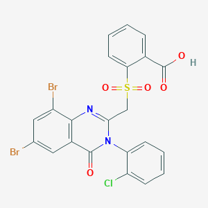 Benzoic acid, 2-(((6,8-dibromo-3-(2-chlorophenyl)-3,4-dihydro-4-oxo-2-quinazolinyl)methyl)sulfonyl)-