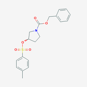 molecular formula C19H21NO5S B184800 (S)-3-(Toluene-4-sulfonyloxy)-pyrrolidine-1-carboxylic acid benzyl ester CAS No. 158654-83-2